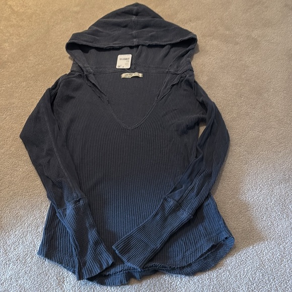 NWT Free People We The Free Margo Essential Waffle Hoodie Outerspace Navy XS - Picture 5 of 5